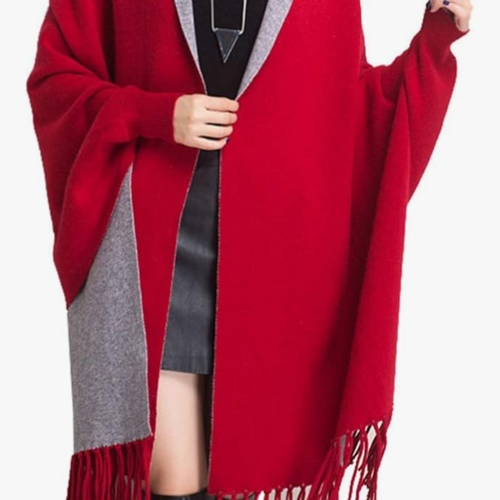 Chic Red and Gray Women's Cape